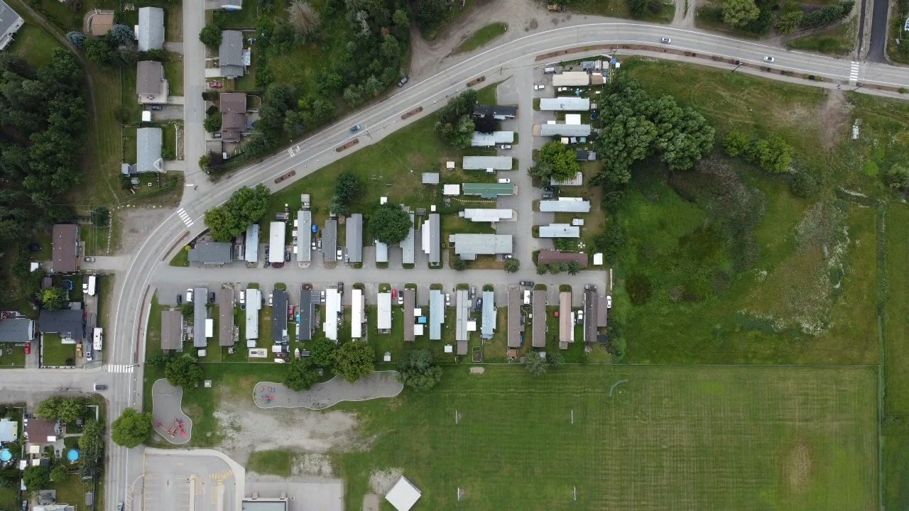 Top-down aerial view of a mobile home park